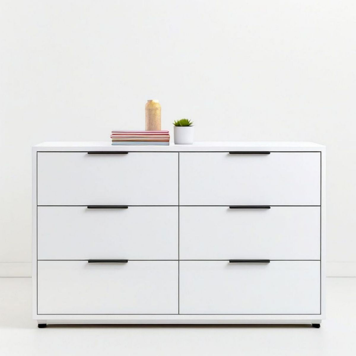 Weisser Schubladenschrank mit 6 Schubladen, 120 x 40 x 80 cm
