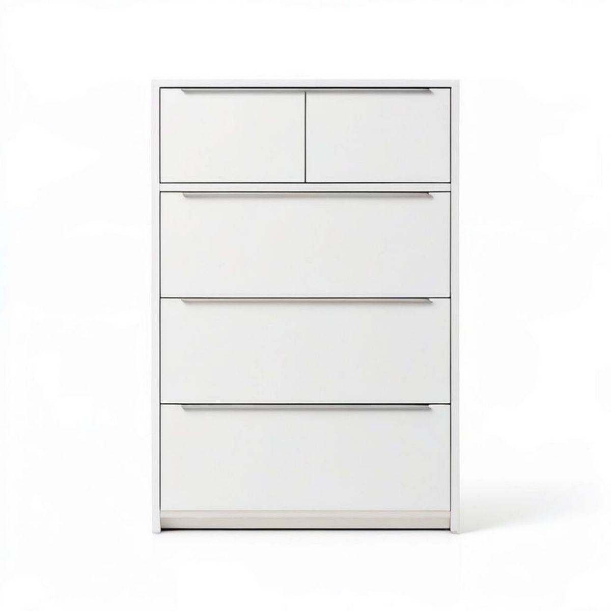 Schubladenschrank mit 5 Schubladen, 80 x 30 x 120 cm, Weiss/Silber, MDF