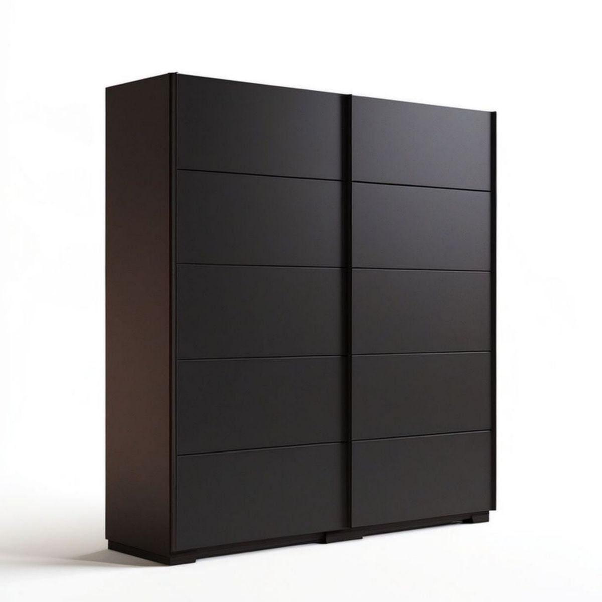 Schwarzer Schwebetürenschrank aus Spanplatte, 180 x 60 x 200 cm