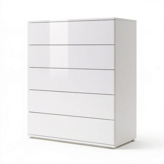 Kommode mit 5 Schubladen, 60 x 40 x 110 cm, Weiss, MDF