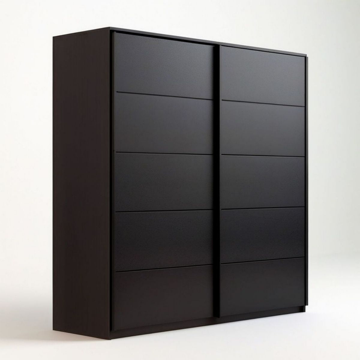 Schwebetürenschrank Schwarz 150 x 60 x 200 cm aus melaminbeschichteter Spanplatte