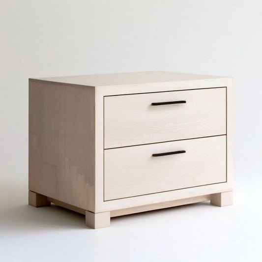 Kommode mit 2 Schubladen, 80 x 45 x 65 cm, Natur/Schwarz, MDF mit Eschenfurnier